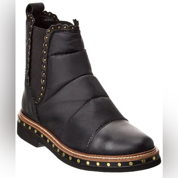Free People Atlas Black Puffer Chelsea Ankle Boots